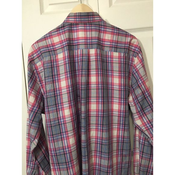 Peter Millar Men’s Sz L Button Down Striped Pink Blue Long Sleeve Shirt - Picture 7 of 7